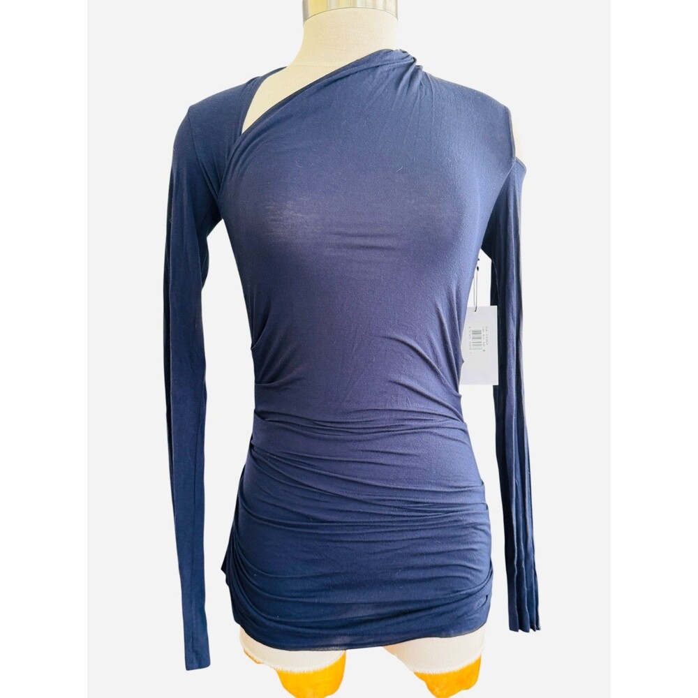 Bailey 44 Wm S Long Sleeve Cold Shoulder Rouched Bodycon Navy Tunic NEW WITH TAG